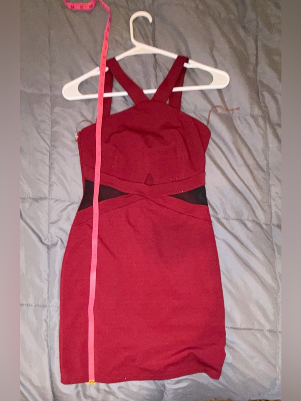 Charlotte Russe Red Bodycon Dress | Mesh Cutout | Size Small - Picture 6 of 6